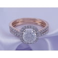 thumbnail image 2 of Round Shape IGI Certified Lab Grown Diamond Halo Cushion Frame Bridal Set Engagement Ring For Women In 14K Solid Rose Gold Jewelry (1.45 Cttw)-7, 2 of 9