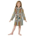 thumbnail image 6 of FORMRS Niños Bathrobe Unisex Hooded Robe Soft Plush Pajamas Sleepwear, Size 2-3T, Geometric Stripes, 6 of 7