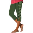 thumbnail image 2 of Floral Print Capri Leggings for Women High Rise Skinny Cropped Pants Stretchy Textured Tights Side Slit Hem Yoga Workout Bottoms, 2 of 6