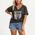 thumbnail image 2 of Plus Size Tops for Women Western Vintage Cowgirl Graphic Short Sleeve V-Neck T Shirts 2025 Summer Trendy Casual Basic Tees Grey XL, 2 of 4