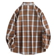 thumbnail image 4 of Tmtolofot Long Sleeve Shirts for Men Plaid Stand Collar Button Down Blouses Vintage Regular Fit T-Shirt Business Casual Outfits Basic Overshirt Jacket Going Out Tops 2026 Spring Fall Outfit|Brown|3XL, 4 of 9