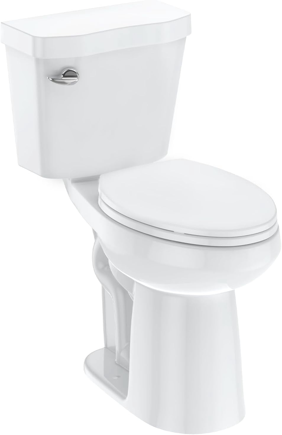 M optimized Two-Piece Toilet, Elongated Toilet With Soft Close Seat, 1.28 Siphonic Flush Toilet with ADA Chair Height 21inch White