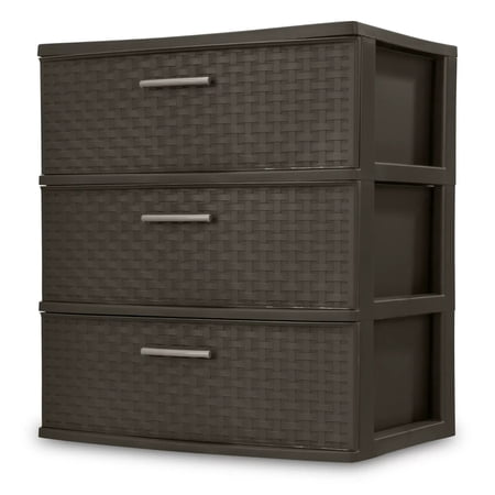 VIRSY Sterilite 3 Drawer Wide Weave Tower Espresso