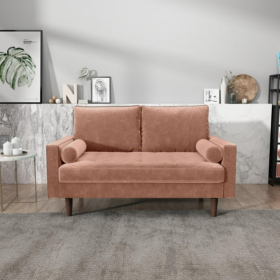 Sulina Velvet LivingRoom Loveseat - N/A Rose