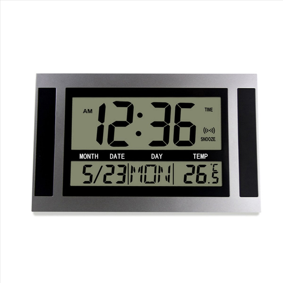 3X Digital Wall Clock LCD Large Number Time Temperature Calendar Alarm Table Desk Clock Modern Design Office Home Silver