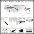 thumbnail image 5 of SA106 Womens Oversize Shield Curved Wrap Around Fashion Sunglasses / Gold Frame - Grey Clear Lens, 5 of 7