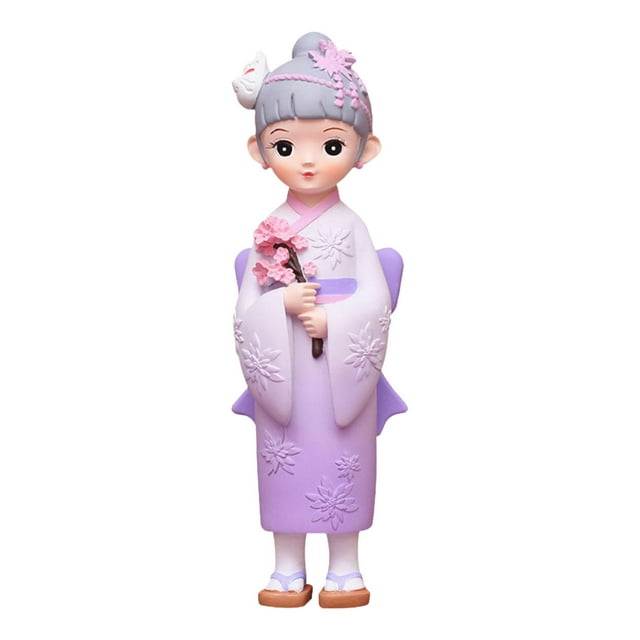 Muñeca geisha con kimono japonés, figura asiática de Kabuki, regalo con decoración de zuecos. Con Flor