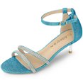 thumbnail image 1 of BLISSFUL STEP Women's Glitter Ankle Strap Stiletto Heel Sandals, 1 of 6