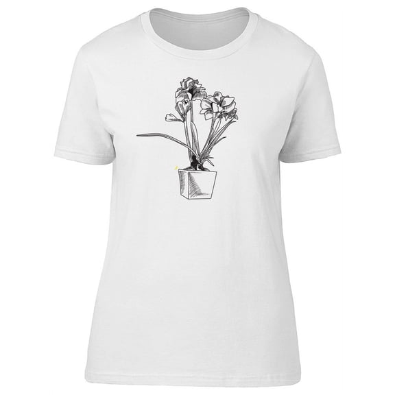 Vintage Flowers In A Pot Sketch Tee Women's -Image by Shutterstock