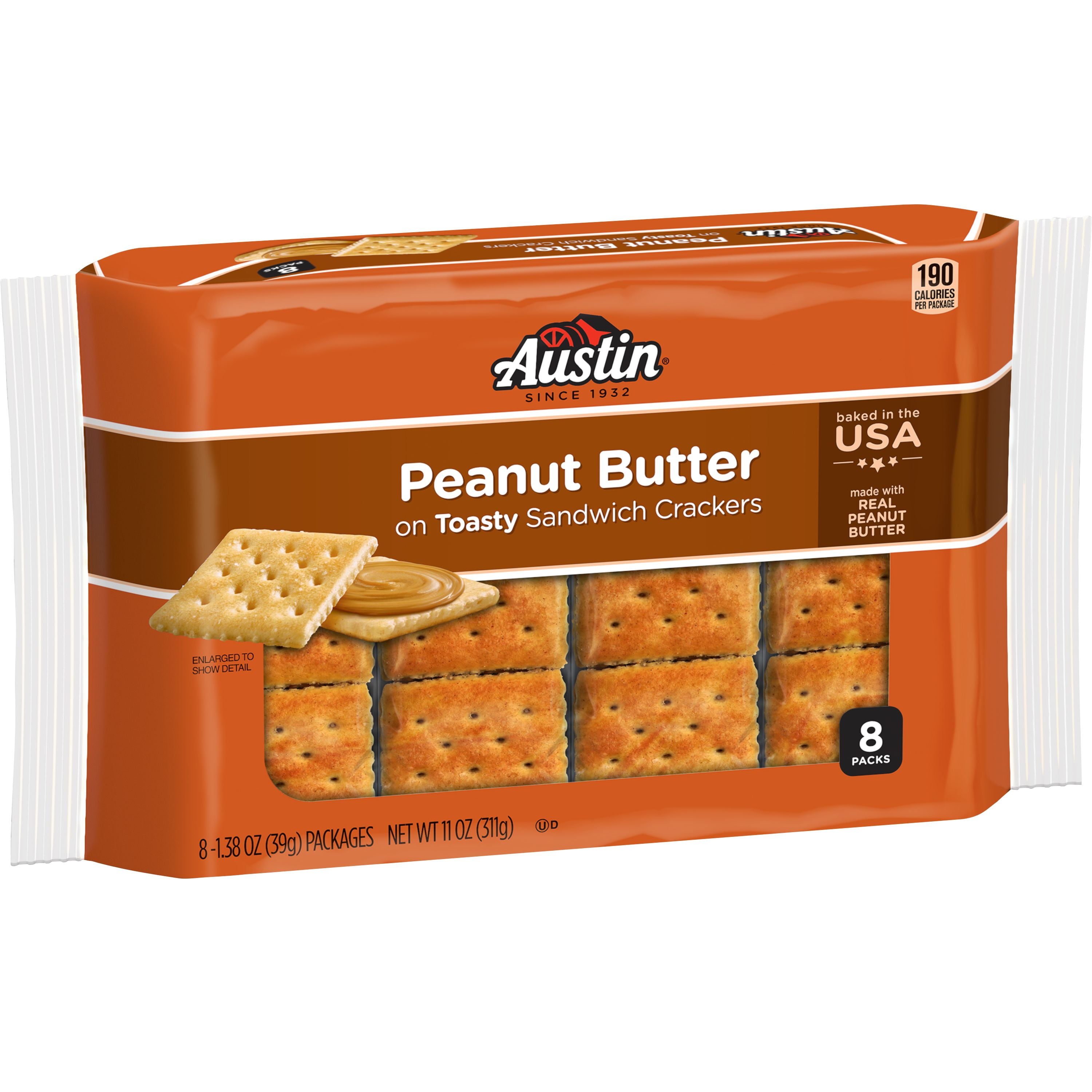 Austin Sandwich Crackers, Single Serve Snack Crackers, Peanut Butter on