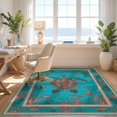 thumbnail image 3 of Design&I 2'x3' Washable Throw Rug Low Profile Daily Traffic Ready Accent Layout Coral Reef Border Marine Ocean Nautical Seashell Fish Turtle Refined for Hallway, Laundry Room, 3 of 7