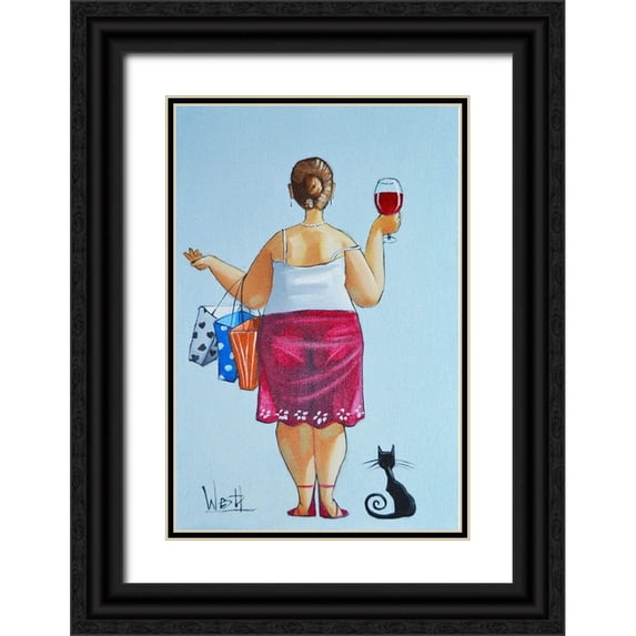 West, Ronald 23x32 Black Ornate Wood Framed with Double Matting Museum Art Print Titled - Shopping I