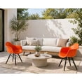 thumbnail image 4 of 2xhome - Set of 2 (Two) Orange - Plastic Armchair Black Wood Legs Eiffel Dining Room Chair - Lounge Chair Arm Chair Arms Chairs Seats Wire Leg Dowel Leg Legged Base Chrome Metal Eiffel Work, 4 of 7