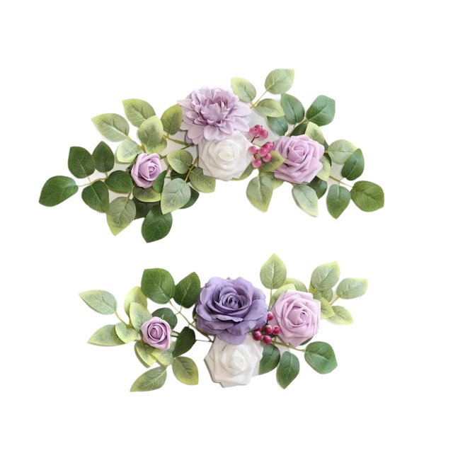 Mornei 2 piezas de flores de arco de boda, guirnalda de flores artificiales, letrero de bienvenida moderno, decoraciones F