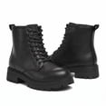 thumbnail image 2 of LuckLilac Kids Combat Boots Girls Classic Ankle Booties Side Zipper Waterproof Shoes for School Outdoor,Black PU 13M, 2 of 7