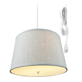 1 Light Plug In Swag Pendant Lamp White Shade Walmart Com