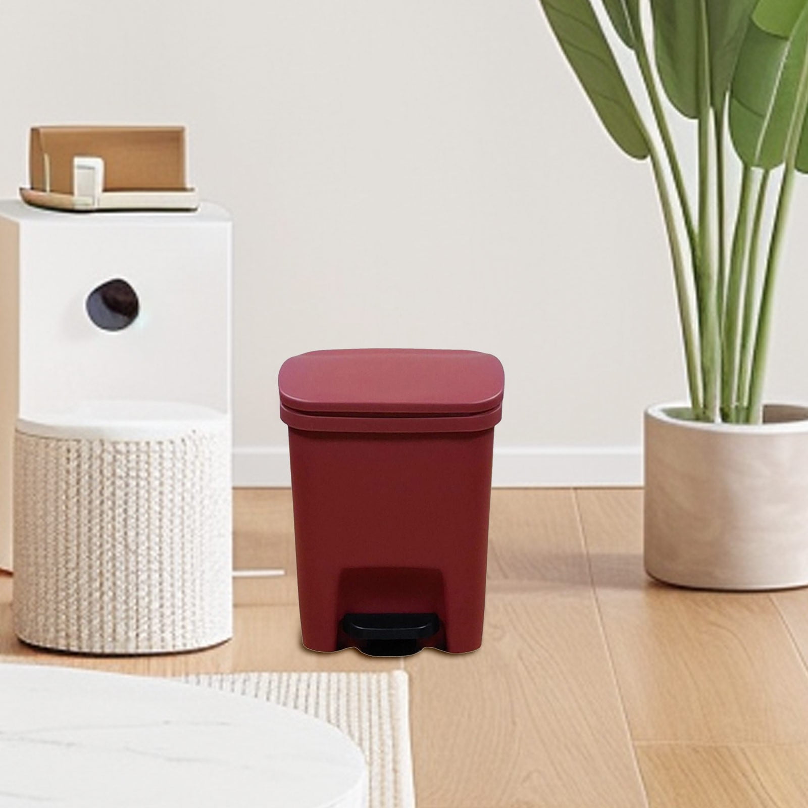 10L Step-On Trash Can, Hands-Free Pedal Garbage Bin with Bag Locking Notches, Linen Texture, Fits 13 Gallon Bags, Black
