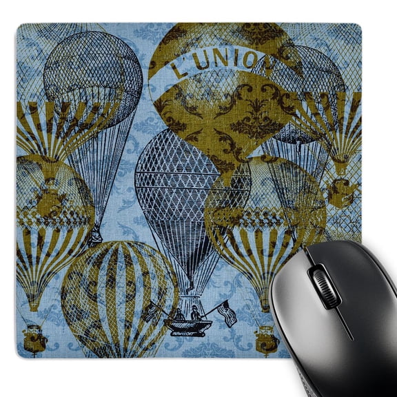3dRose, Damask Hot Air Balloons Vintage Art, MousePad