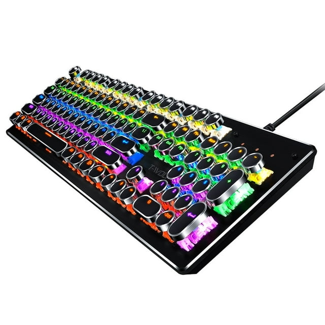 MesaSe Clavier de Jeu Mécanique pour Machine à Écrire, Clavier Rétro en Métal, Rétroéclairé RVB, 104 Touches, Clavier Filaire Anti-Ghost pour PC, Portable, Gamer