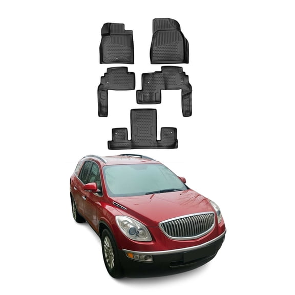 OMAC Floor Mats Liner for Buick Enclave 2008-2017 Black TPE All-Weather 5 Pcs