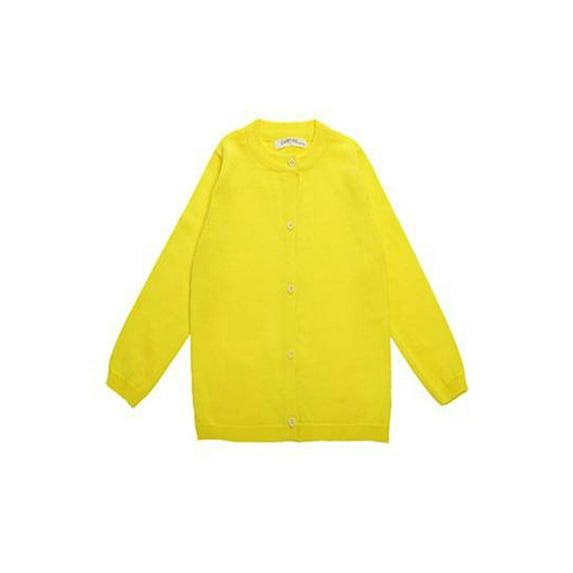 Paille Kids Knit Sweaters Crew Neck Cardigan Sweater Long Sleeve Cardigans Thermal Buttons Tops Home Yellow 3Y(100cm)