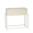 thumbnail image 4 of Household Essentials Raised Two Tier Plant Stand with Two Interchangeable Shelves, White Resin Woven Planter and Tray with Decorative Wire Frame, Great Indoors or Outdoors for Plants or Other Storage, 4 of 8