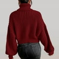 thumbnail image 4 of Odeerbi Sweaters For Women Fall Winter Sweaters Turtleneck Sweater Trendy Solid Long Sleeve Pullove 2025 Casual Tops Burgundy, 4 of 7