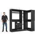 thumbnail image 3 of iSunirm Closet System with 2 Sets, Walk-in Closet Organizer System with Drawers & Hanging Rods, Heavy Duty Wardrobe Closet with Storage Shelves for Bedroom, Closet, 72''L x 36''W x 80''H, Black, 3 of 7