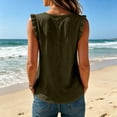 thumbnail image 6 of Luivaraty Tank Tops for Women Soild Color Beacth Tops Casual Ruffles V Neck Half Button Shirts, S-2XL, 6 of 7