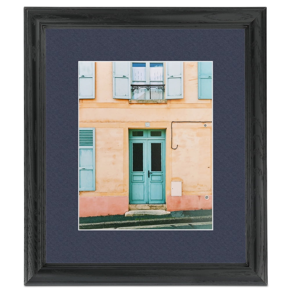 ArtToFrames 22x28 Matted Picture Frame with 18x24 Single Mat Photo Opening Framed in 1.25 Black Stain on Solid Red Oak and 2 Blue Jay Mat (FWM-4083-22x28)