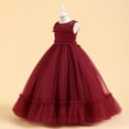 thumbnail image 4 of RXIRUCGD 2025 Vêtements d'Été pour Enfants Robe de Princesse Sans Manches Col Rond Couleur Unie Brodée Exquise Perles Robe de Soirée Robe de Banquet, 4 of 8