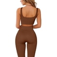 thumbnail image 2 of Ribbed Workout Outfits for Women 2 Piece Seamless Sport Bra High Waist Yoga Leggings Sets, 2 of 7