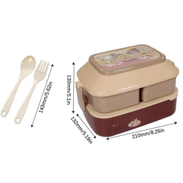 Dyttdg Achool Supplies Double Plastic Children's Lunch Box Large Capacity Student Lunch Box Microwave Oven Adult Lunch Box Big Dish Soap Liquid, Brown