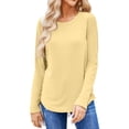 thumbnail image 2 of Basic T Shirts for Women Women's Fashion Solid Color Round Neck Long Sleeve T-shirt Casual Autumn Tops, 2 of 7