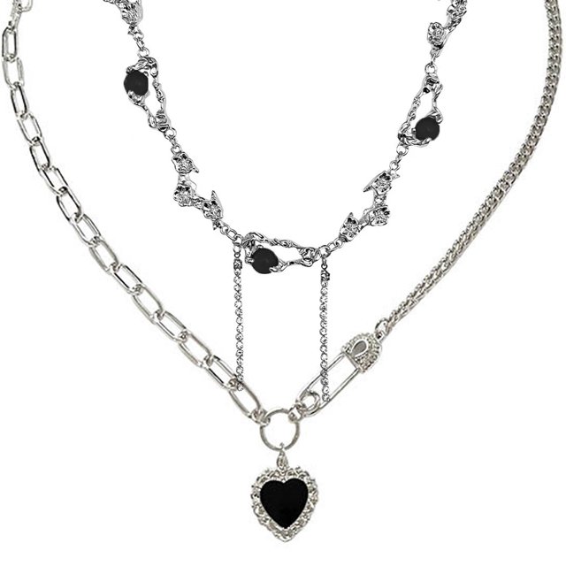 2 piezas de collar de nube de flores de corazón de diamante colorido estilo dopamina accesorios para mujer