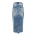 thumbnail image 4 of High - Waist Irregular Distressed - Washed Denim Skirt for Women, 4 of 6