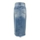 thumbnail image 4 of Falda vaquera irregular de cintura alta para mujer: lavado desgastado, largo, amplia gama de tallas (S-XXL), para looks informales y semiformales., 4 of 6
