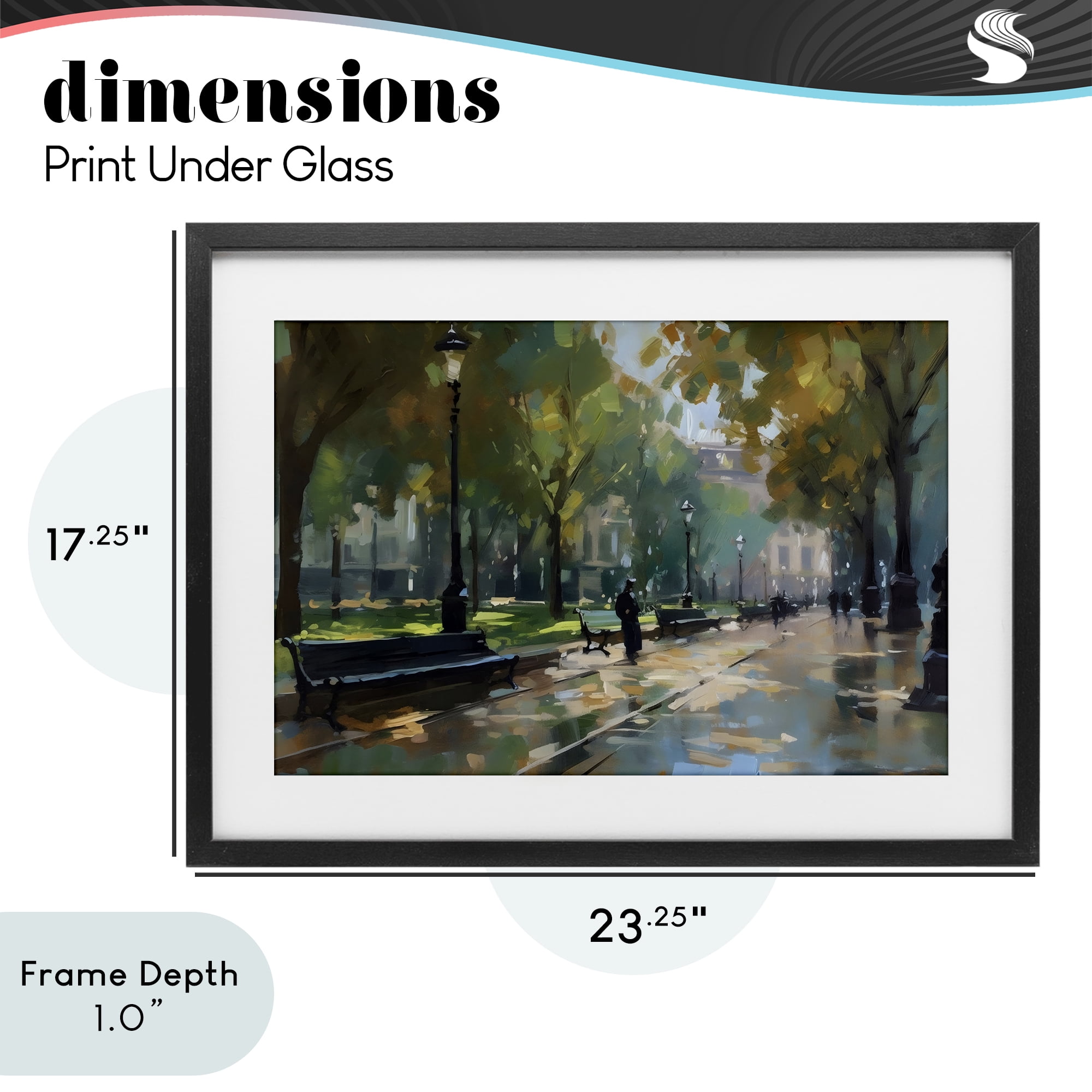 Stupell Industries Park Promenade on Rainy Day Black Framed Print Under Glass, design by Creative Studio