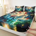 thumbnail image 5 of Manfei Fantasy Kitsune Queen Sheet Sets for Home, Forest Water Bed Set for Office, Green White Red 4-Piece, 1 Flat Sheet, 1 Fitted Sheet and 2 Pillowcases, 5 of 6