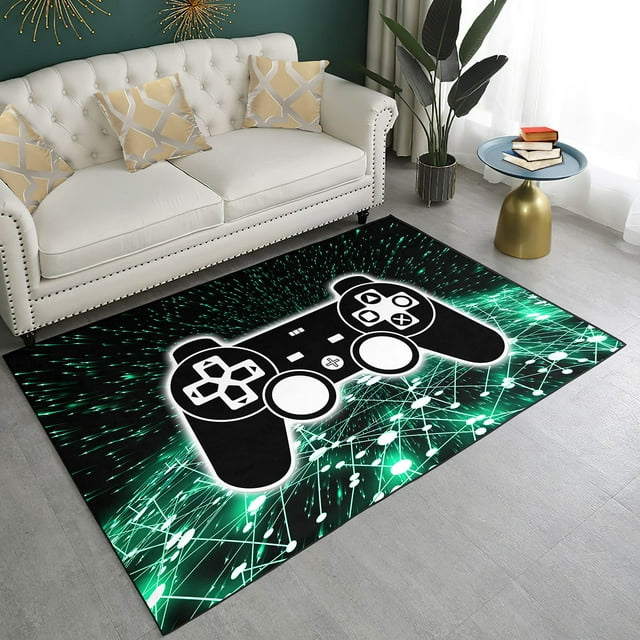 Gaming Carpet Square Rugs 3D Gamer Area Rug for Boys Room Gamepad Controller Door pad for Bedroom Living Room Floor Mats, Colorful 60*120cm