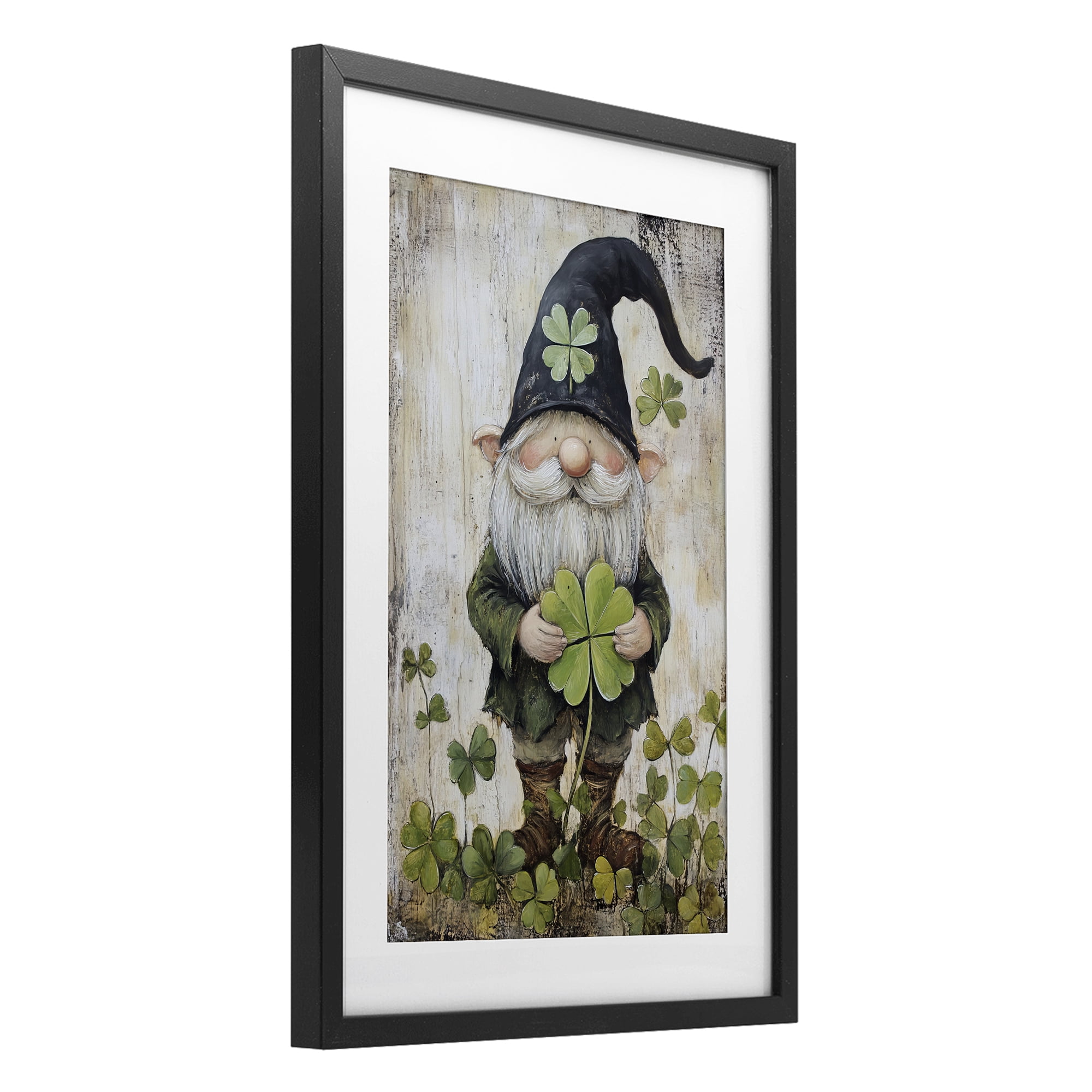 Stupell Industries Cottage Shamrock Gnome Black Framed Print Under Glass, design by Tina LeCour