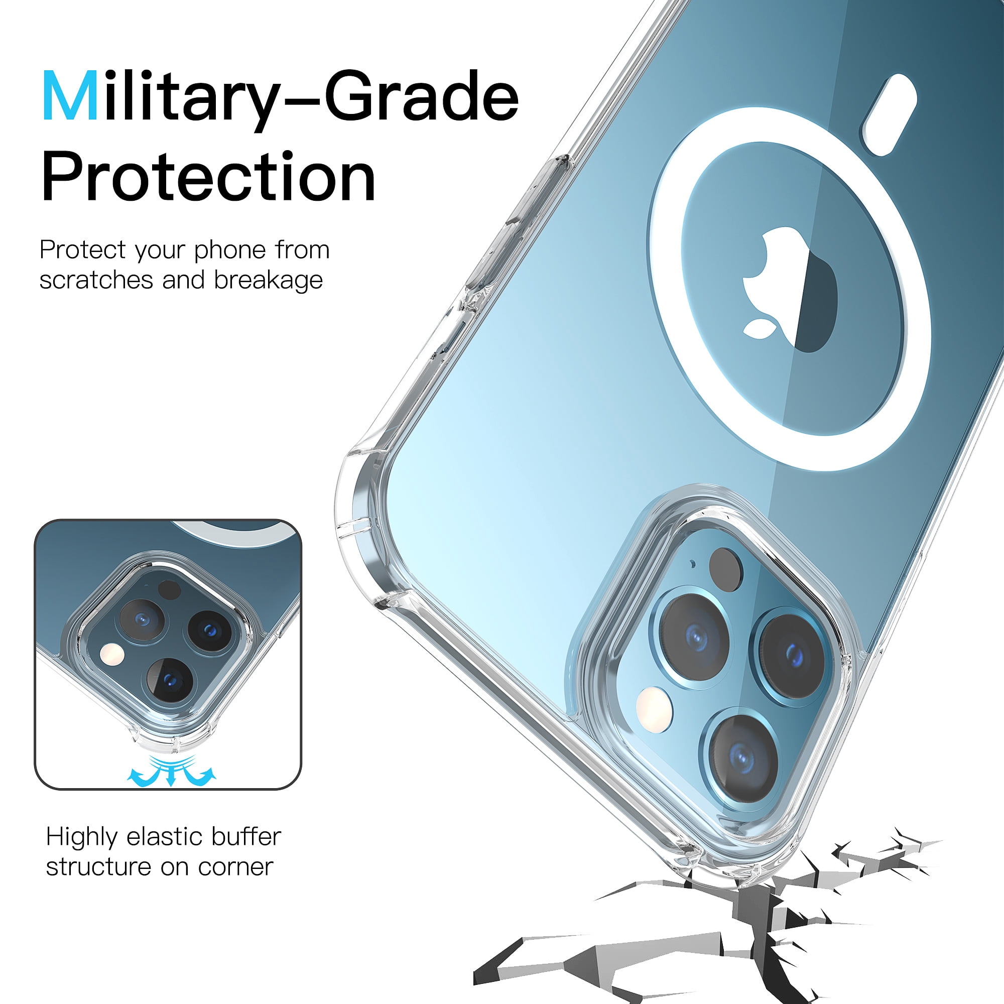 Surlong Clear Magnetic Phone Case for iPhone 12 Case/12 Pro Case, Compatible with MagSafe Wireless Charging