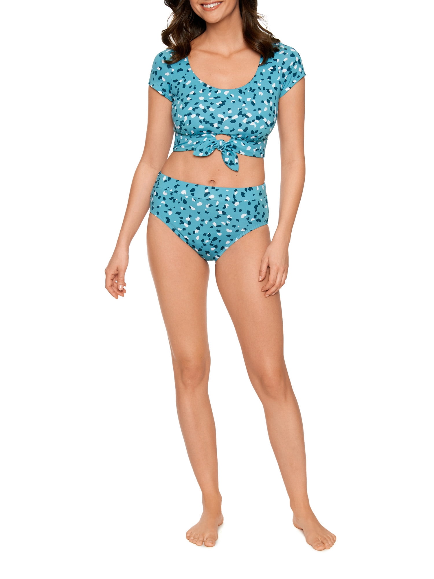 Time and Tru Women's Confetti Short Sleeve Tankini Top - Walmart.com