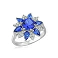 thumbnail image 3 of Ottoman Look Flower Sapphire Gemstone 5 Piece Jewelry Set 925 Sterling, 3 of 4