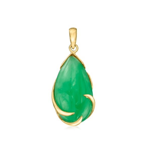 Ross-Simons Jade Pendant in 14kt Yellow Gold, Women's, Adult
