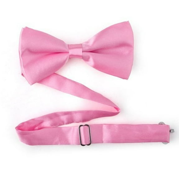 Toptie Mens Solid Pink Satin Banded Bow Tie, Breast Cancer Awareness Color