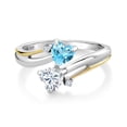 thumbnail image 2 of Gem Stone King 925 Silver and 10K Yellow Gold Ring Topaz Moissanite (0.99 Cttw), 2 of 5