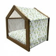 thumbnail image 2 of Balloon Pet House, Pattern with Cartoon Style Hot Air Balloons in Sky Swirling Dashed Lines and Clouds, Outdoor & Indoor Portable Dog Kennel with Pillow and Cover, 5 Sizes, Multicolor, by Ambesonne, 2 of 5