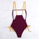 thumbnail image 4 of Traje de baño de una pieza para mujer, conjuntos de bikini para mujer, traje de baño de bikini de color liso sin espalda con tirantes, traje de baño de nailon para mujer, 4 of 5