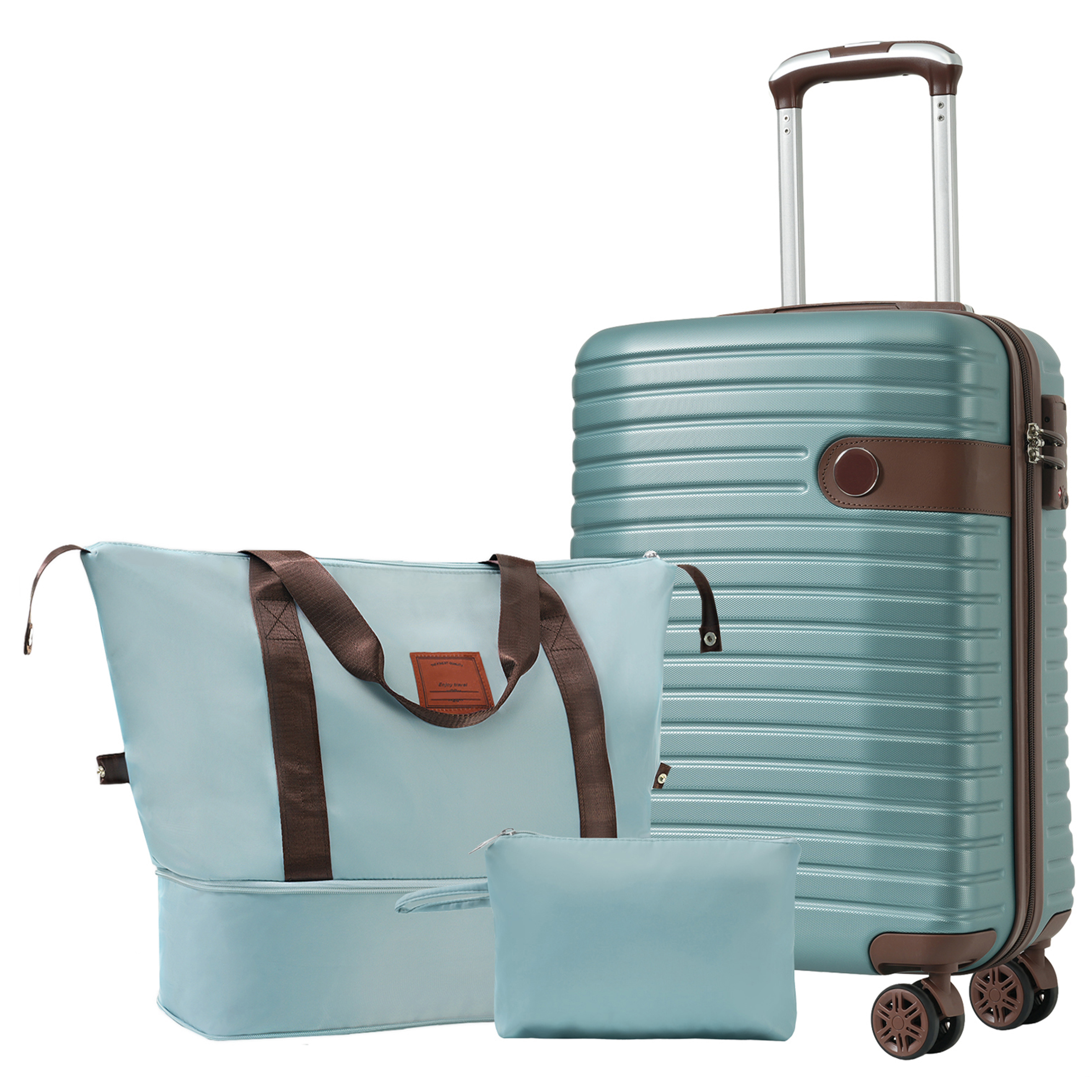 JERFIT 3-Piece Expandable Hardshell Spinner Luggage Set, TSA Lock, Lightweight ABS Carry On Suitcase, 20in, Blue